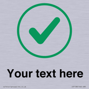 Custom plain background, green tick in circle sign